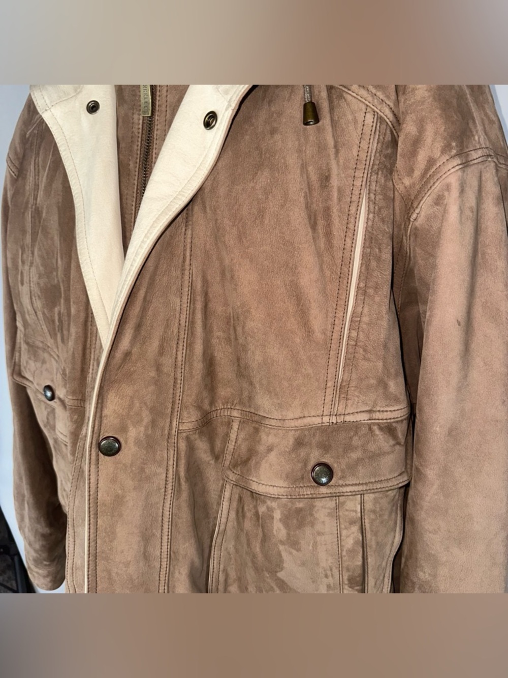 Vintage Excelled Suede Leather Bomber Jacket 3XL Brown Two-Tone Oversized 90s - Picture 2 of 11